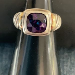 Authentic David Yurman 18kt gold and 925 silver amethyst ring